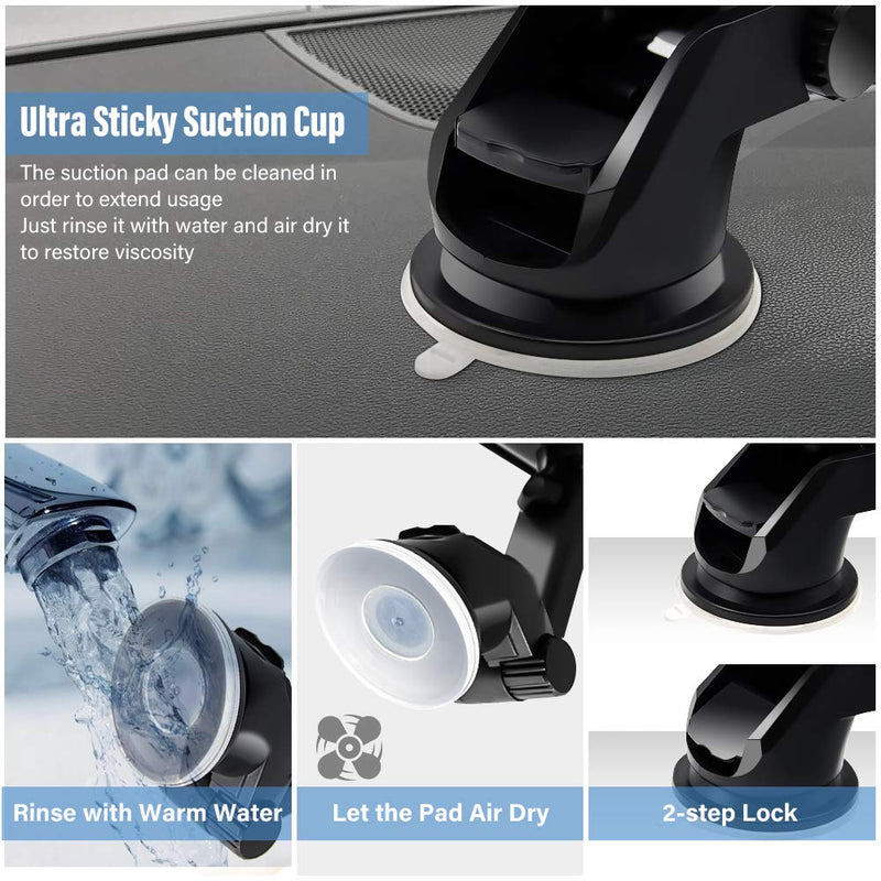 [Australia - AusPower] - Sonkir Car Phone Mount, Dashboard & Windshield Cell Phone Holder Stand with One-Touch Design 360° Rotation for iPhone, Galaxy, Google Nexus, LG, Huawei and More 