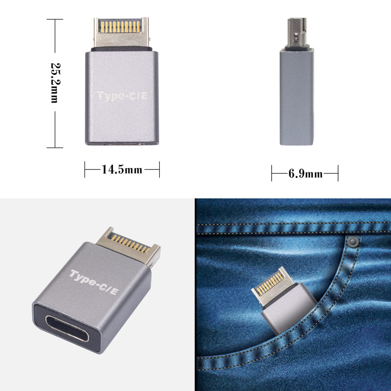 [Australia - AusPower] - Duttek USB C Front Panel Adapter, 10Gbps Type E to USB C Adapter Converter, High Speed 3.1 USB Type-E Male to USB3.1 Type-C Female Motherboard Internal Adapter for Computer. 