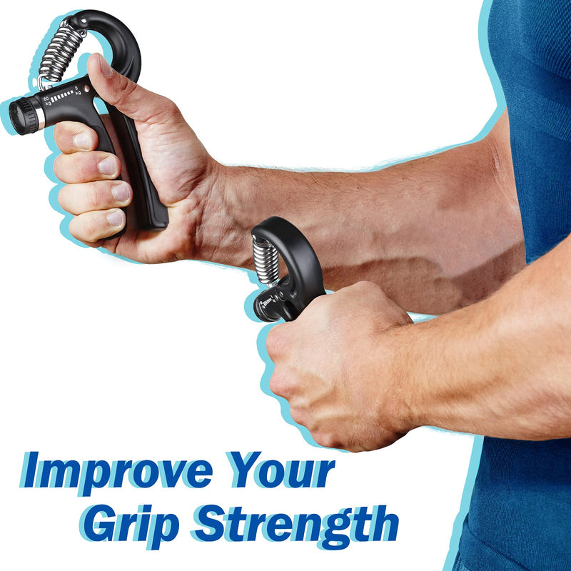 [Australia - AusPower] - Grip Strength Trainer 2 Pack, Hand Grip Exerciser Strengthener with Adjustable Resistance 11-132 Lbs (5-60kg), Forearm Strengthener, Hand Exerciser for Muscle Building and Injury Recovery 