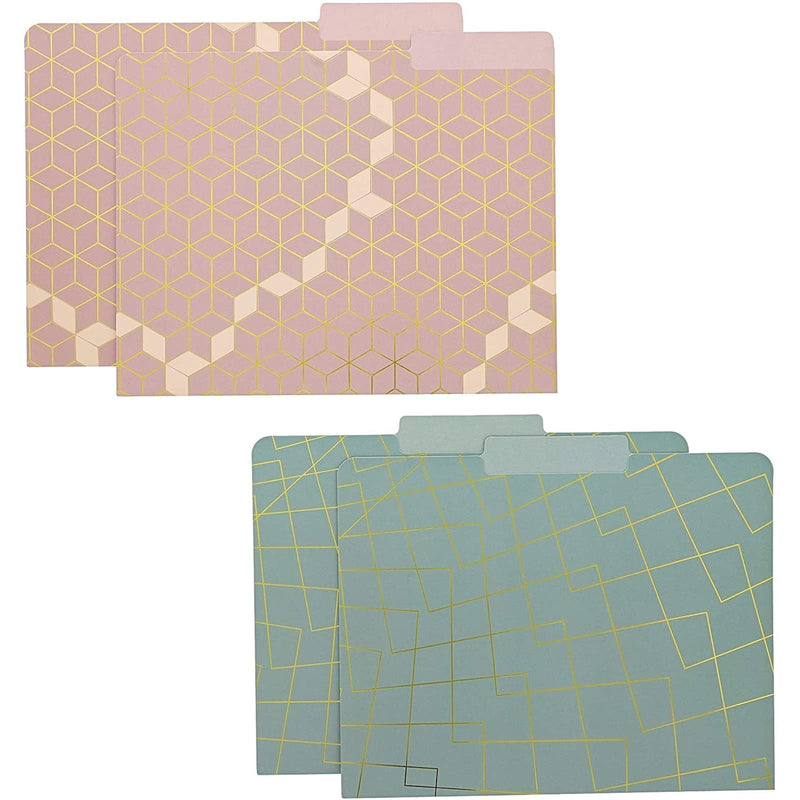 [Australia - AusPower] - Decorative File Folders with Gold Foil Geometrical Accents, 1/3 Cut Tab (11.5 x 9.5 In, 12 Pack) 