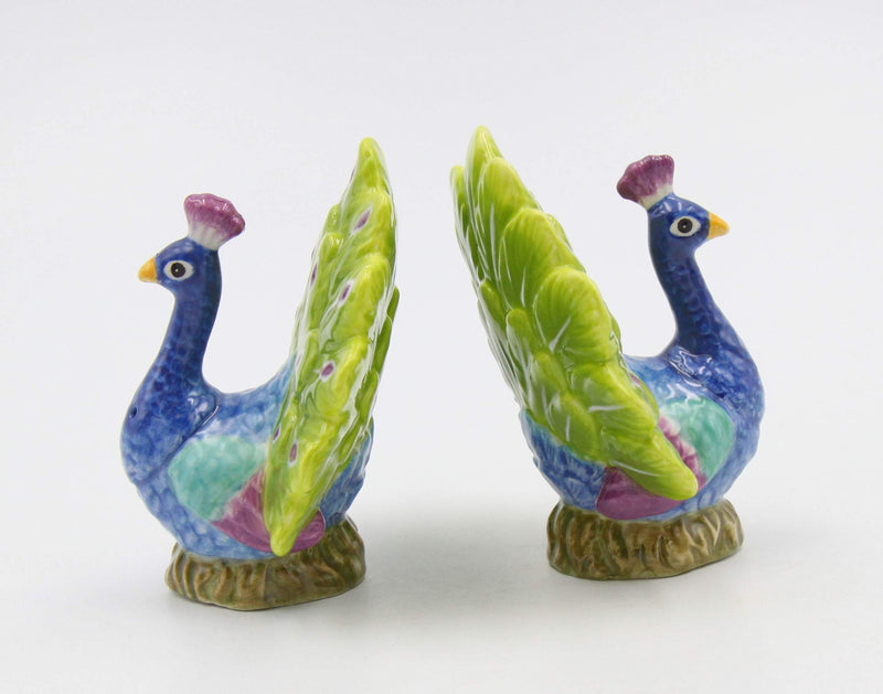 [Australia - AusPower] - Cosmos Gifts Fine Porcelain Exotic Peacock Salt & Pepper Shakers, 3-1/8" H Salt and Pepper Set, Multicolored 