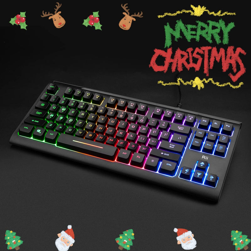 [Australia - AusPower] - Rii Primer RGB Compact Gaming Office Keyboard RK104,Backlight Keyboard,Small 87 Keys No Number Pad Keyboard for Windows PC Laptop Desktop 