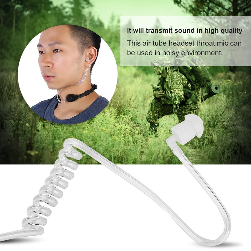 [Australia - AusPower] - Throat Mic Earpiece Headphone, 3.5mm Throat Mic Covert Air Acoustic Tube Earpiece Headset Anti Radiation with Finger PTT for Mobile Phone/Adjustable Size 