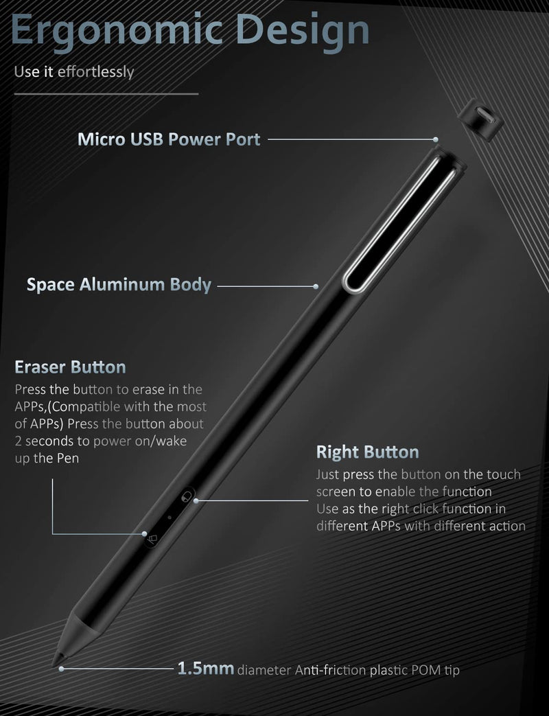 [Australia - AusPower] - USI Stylus Pen for Chromebook - MEKO Digital Active Pencil with Palm Rejection, 4096 Levels of Pressure Sensitivity for HP, Lenovo, Acer, Samsung, ASUS Chromebook Flip C436, with 3 Spare Tips 