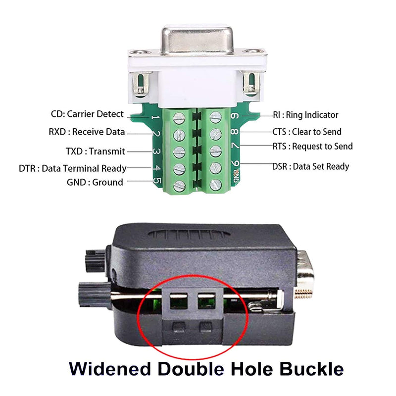 [Australia - AusPower] - DaFuRui 4Pack DB9 Breakout Connector，DB9 Solderless Breakout Board RS232 D-SUB DB9 Male Female Terminal Block with Case and Nut (2-Male + 2-Female +Nut) 2Male+2Female+Nut 