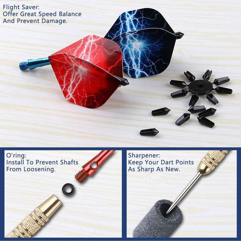 [Australia - AusPower] - Tezoro Dart Accessories Kit Including Aluminum Dart shafts,Dart Flights, Flight Savers, Sharpener, O-Rings -Bulk Pack of 104 Pieces 