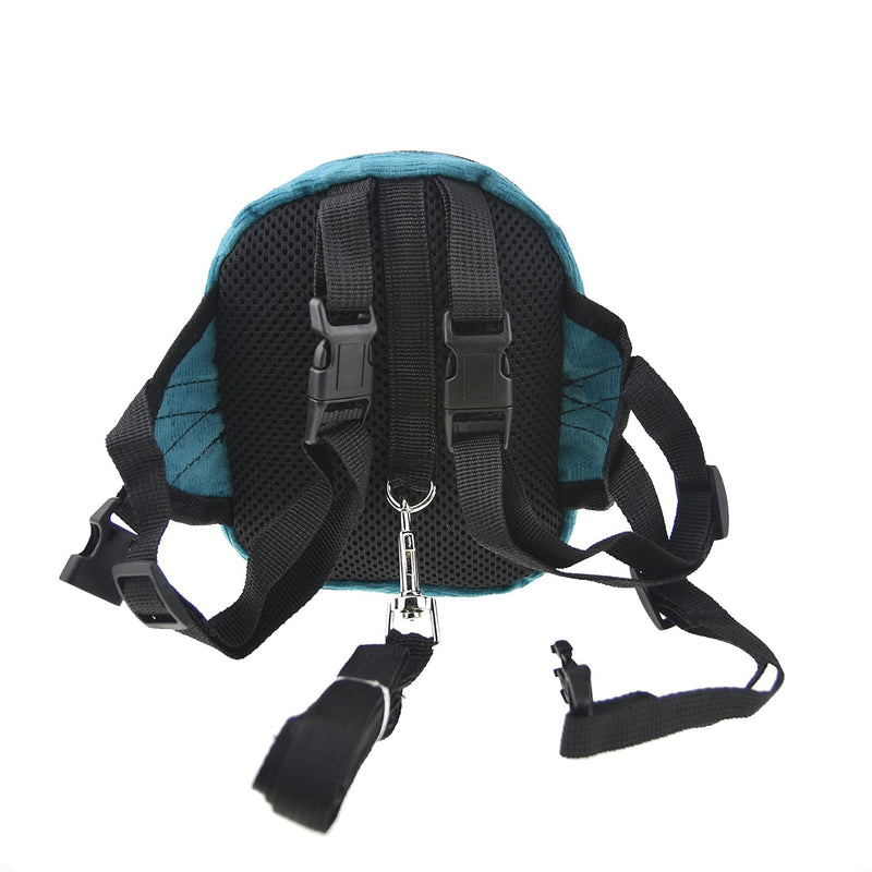 [Australia - AusPower] - FLAdorepet Dog Backpack Harness with Leash, Dog Poop Bag Dispenser, Pet Self Carrier Adjustable Travel Hiking Walking Harness Backpack for Small Medium Dogs S(Bust 12.5-15.7inch) Blue 