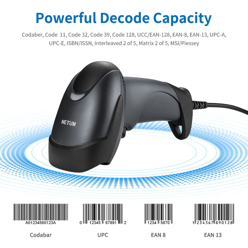 [Australia - AusPower] - NETUM USB Laser Barcode Scanner, Handheld 1D Wired Bar Code Scanner Scanning UPC EAN Reader Gun Retails for Supermarket, Convenience Store, Warehouse - NT-M1 