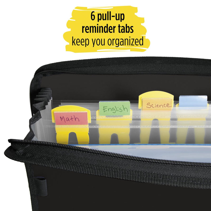 [Australia - AusPower] - Five Star Expanding File, 7-Pocket Expandable Filing Folder,, Zipper Closure, Customizable, Tabbed, Tabs, Black (72709) 