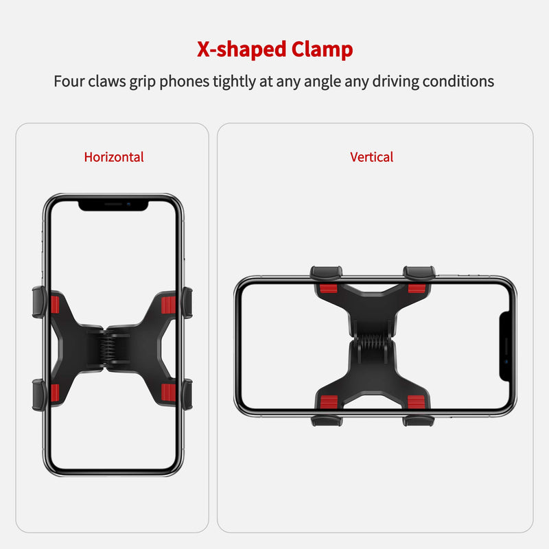 [Australia - AusPower] - IPOW Upgraded No Glue Car Phone Mount Windshield with Strong Suction, Long Arm Cell Phone Holder for Car with X-Shaped Clamp Fits Thick/Irregular Phone Case 