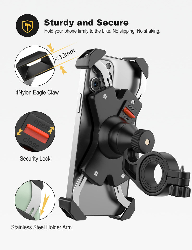 [Australia - AusPower] - Grefay Bike Phone Mount Metal Motorcycle Handlebar Phone Holder Scooter Phone Clamp for 4.0-7.0 Inch Smartphone with 360° Rotation 