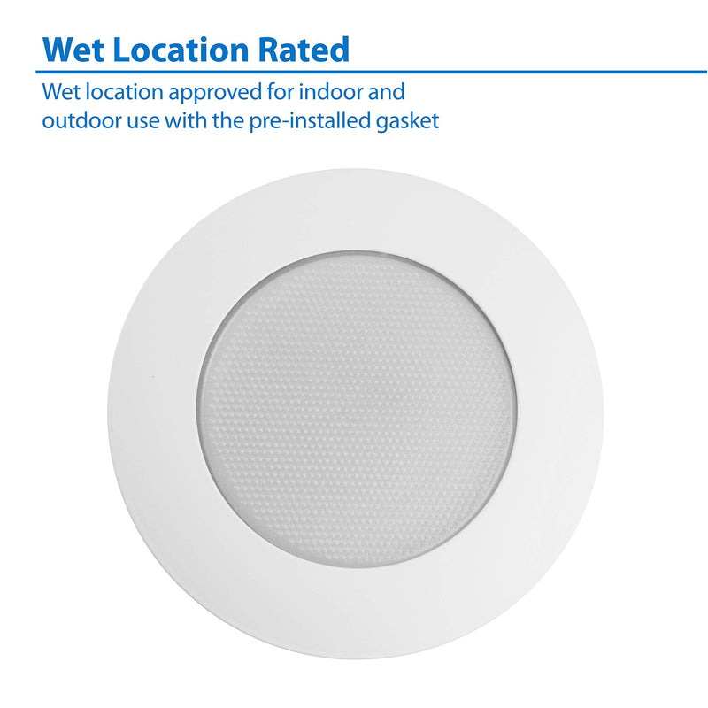 [Australia - AusPower] - NICOR Lighting 6 inch White Recessed Shower Trim with Albalite Lens (17505) 