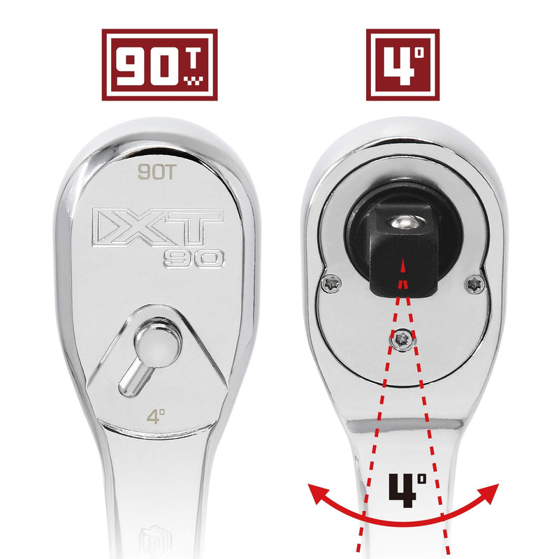 [Australia - AusPower] - Powerbuilt 3/8" Drive XT90 90 Tooth Professional Ratchet, Seal-Head Ratchet, Full-Polish, Long Handle - 649938 