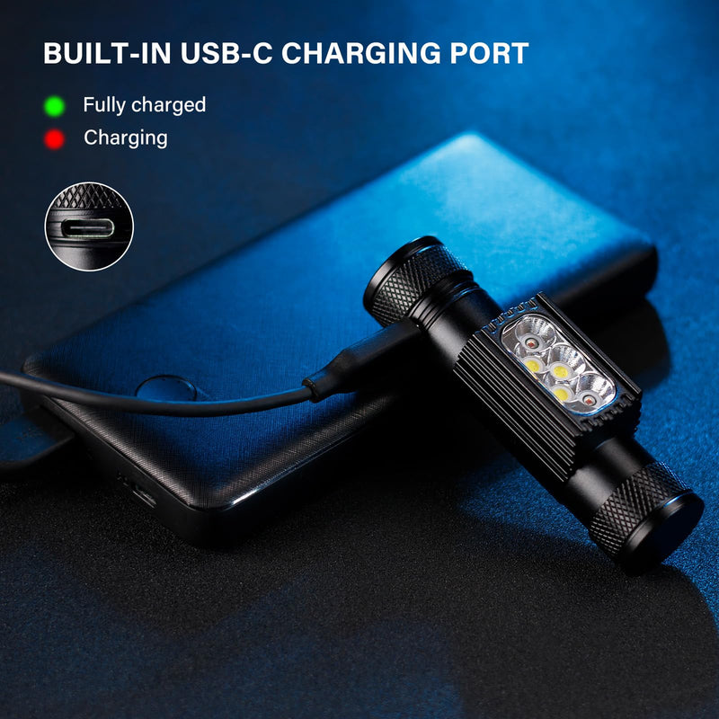 [Australia - AusPower] - sofirn Bright Led Headlamp Rechargeable, H05B 1200 Lumens Lightweight Head Flashlight with Red Light, Adjustable Headband, 180 Degree Movable Tilt, Head Lamp for Adults Camping Hiking Fishing 
