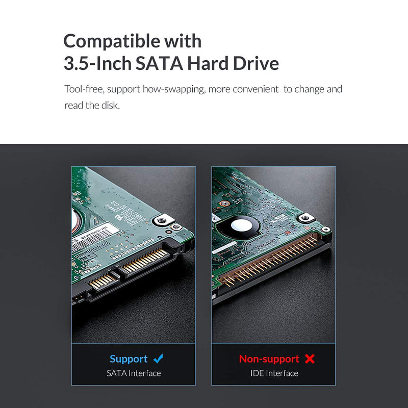 [Australia - AusPower] - ORICO 5.25 Trayless Hot Swap Mobile Rack CD-ROM 3.5 inch Internal SATA Hard Drive SSD Adapter-1106SS 