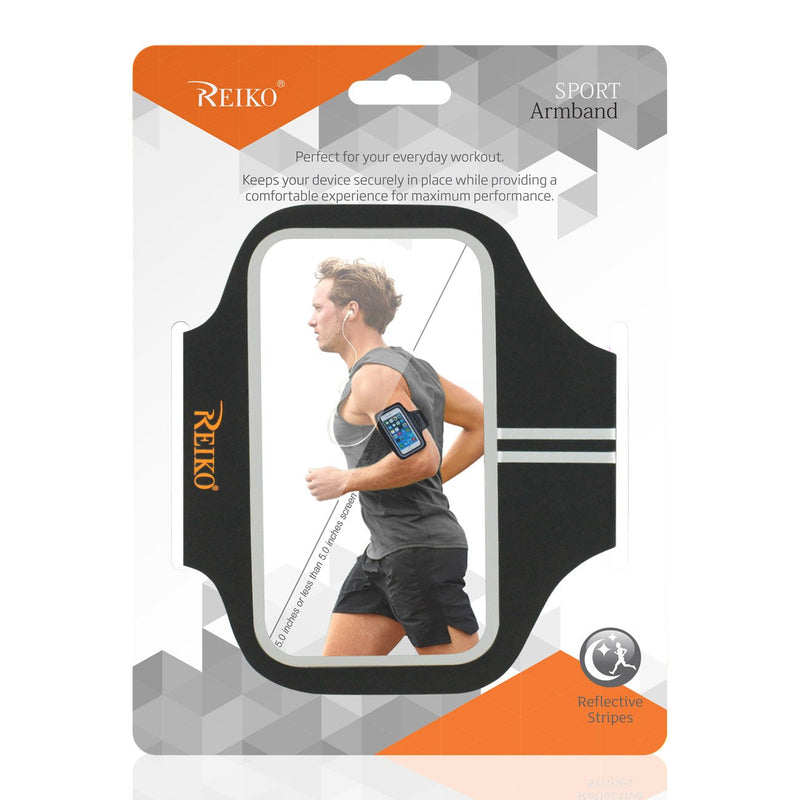 [Australia - AusPower] - Reiko Running Sports Armband compitable  for iPhone 7/6/ 6S Or 5 Inches Device (5X5 Inches) (Black) Black 