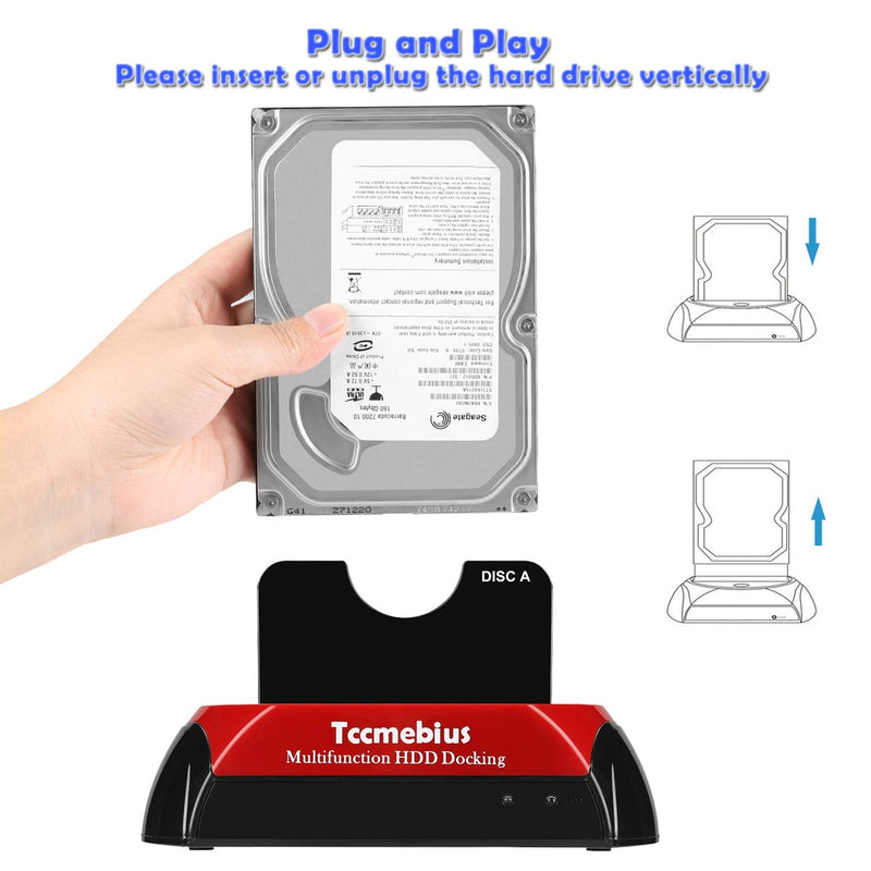 [Australia - AusPower] - Tccmebius Hard Drive Docking Station, TCC-S868-US USB 3.0 to 2.5 3.5 Inch SATA IDE Dual Slots External HDD Enclosure, for 2.5" 3.5" IDE SATA I/II/III HDD SSD 