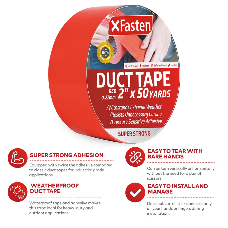 [Australia - AusPower] - XFasten Super Strong Duct Tape 2 Inches x 50 Yards (Red, 2-Inch by 50-Yards) Red 