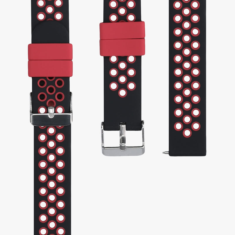 [Australia - AusPower] - kwmobile Watch Bands Compatible with Willful Fitnesstracker/Smartwatch - Straps Set of 2 Replacement Silicone Band - Black/Red/Black/Grey Large black / red / black / grey 