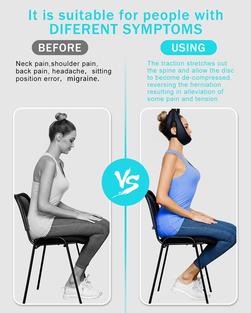 [Australia - AusPower] - Cervical Neck Traction Device Over Door for Home Use, Portable Neck Stretcher Hammock for Neck Pain Relief, Physical Therapy AIDS for Neck Decompressor. 