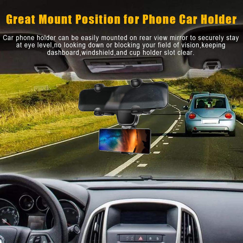 [Australia - AusPower] - Phone Car Holder Rear View Mirror Phone Mount Car Phone Holder Mount Eye Level Safe Viewing Universal Cell Phone Automobile Cradles Fit with All Cell Phones 