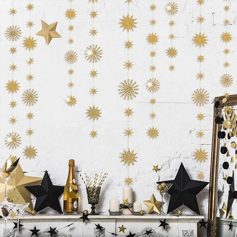 [Australia - AusPower] - pinkblume Gold Star Party Decorations Kit Sparking Twinkle Star Garland Glitter Paper Streamer Banner for Birthday Wedding Bridal Baby Shower Nursery Kids Room Holiday Showcase Decorations Supplies Gold Sparking 