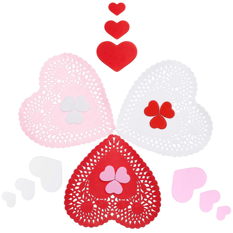 [Australia - AusPower] - Hotop 300 Pieces Mini Valentine's Heart Doilies and 500 Pieces Foam Heart Stickers Adhesive Stickers for Wedding Decoration Valentine's Day Party (Red Pink White) Red Pink White 