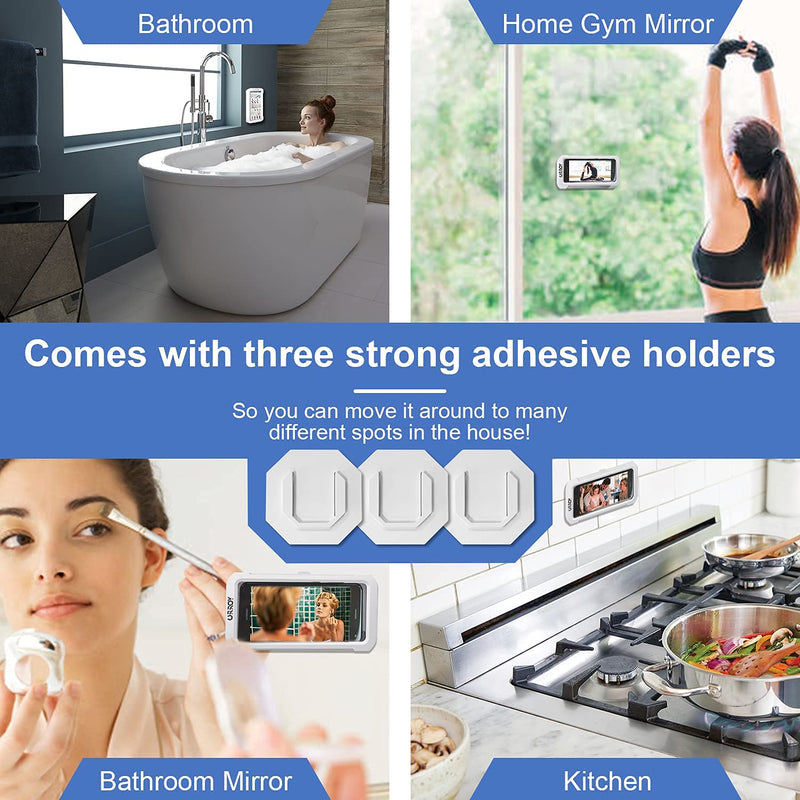 [Australia - AusPower] - Waterproof Shower Phone Holder, URROY 360° Rotation Shower Phone Case, Anti-Fog High Sensitivity Cover Mount Box for Bathroom Wall Mirror Bathtub Kitchen, Compatible with 4" - 7" Cell Phones White 