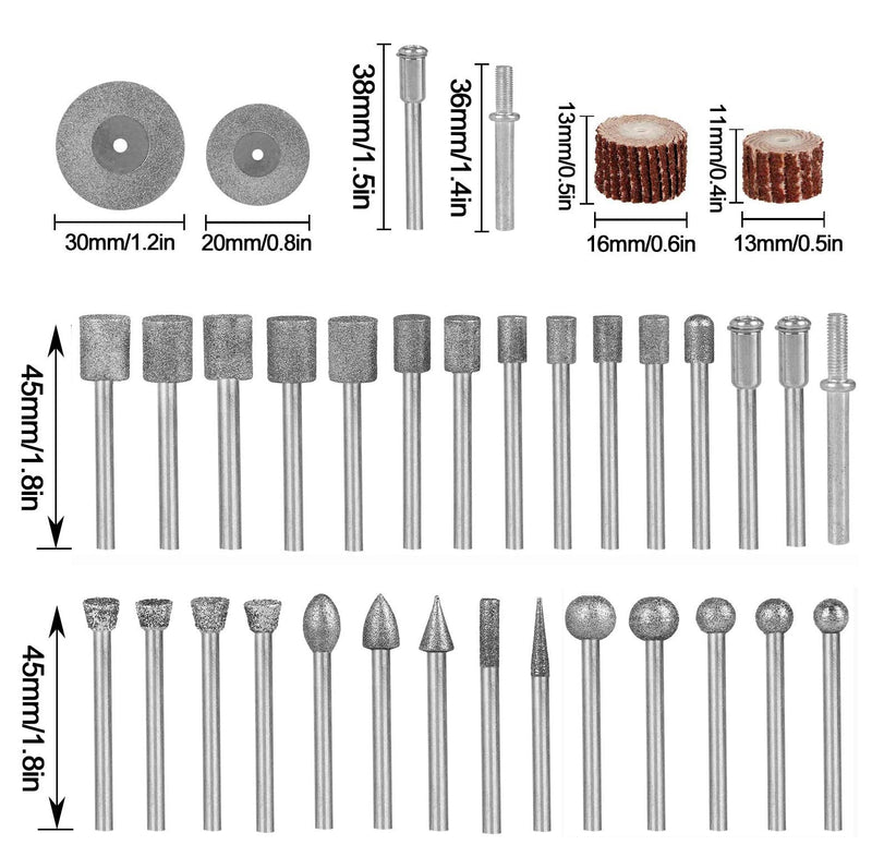 [Australia - AusPower] - Stone Carving Set Polishing Rotary Tools Diamond Burr Accessories for Carving/Engraving Stone, Rocks, Jewelry, Glass, Ceramics For Rotary Tools 