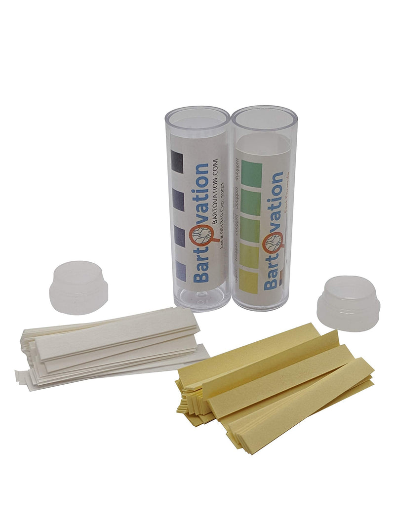 [Australia - AusPower] - Restaurant Sanitizer Test Kit for Quaternary Ammonium (QAC, Multi Quat) 0-500 ppm & Chlorine 10-200 ppm Test Paper [2 Vials of 100 Paper Strips] 