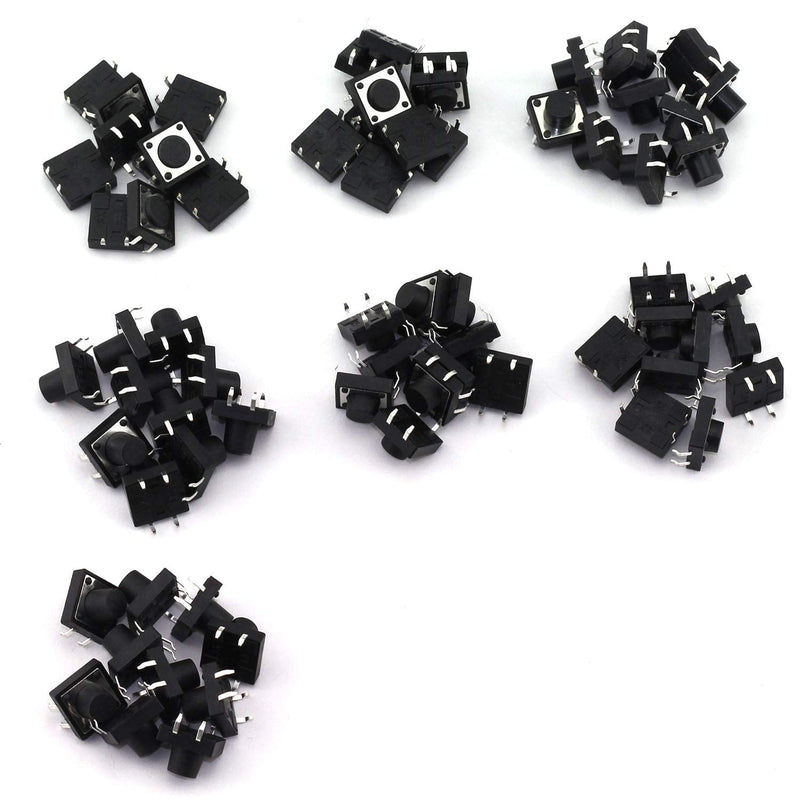 [Australia - AusPower] - Magic&shell 70pcs 7 Value Tact Switch DIP 4PIN ON/Off Horizontal Tactile Push Button Micro Touch Switch Kit 12x12 Series 12x12x4.3/5/6/7/8/9/10mm 