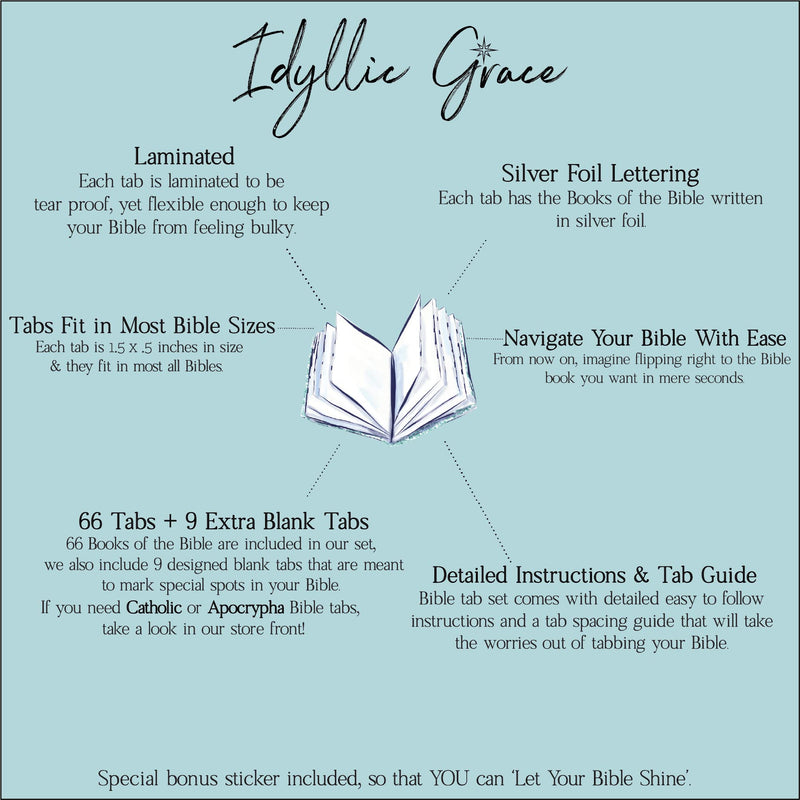 [Australia - AusPower] - Idyllic Grace - Courageous - Bible Tabs - Silver Foil - Bible Journaling - Beautiful Index Tabs - Bible Tabs - 66 Books - Indexing Tabs - Laminated - Durable… Courageous Standard 