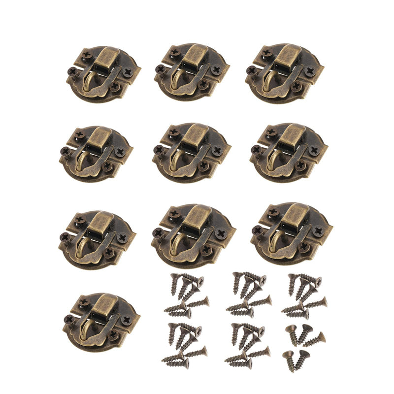 [Australia - AusPower] - Dophee 10pcs Antique Brass Decorative Hasp Jewelry Wooden Box Hasp Latch Lock with Screws 