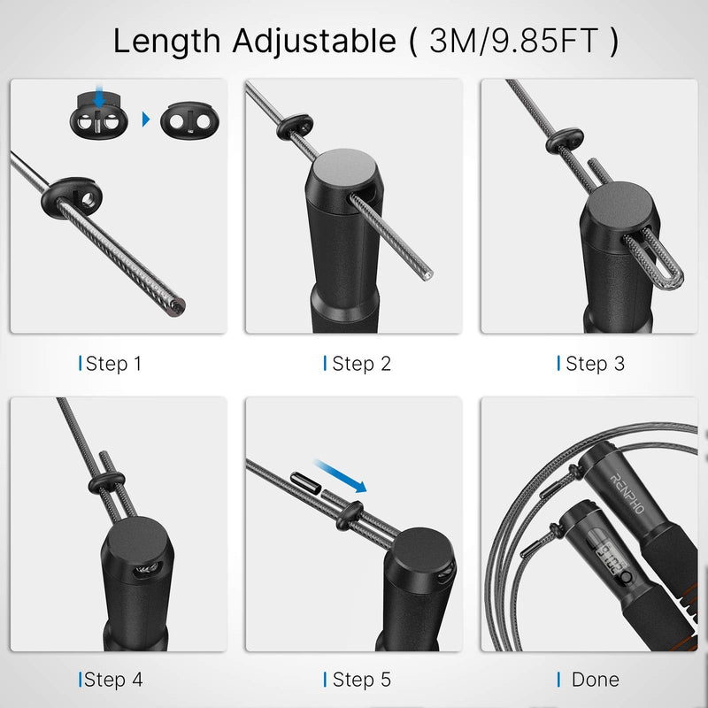 [Australia - AusPower] - RENPHO Smart Jump Rope, Fitness Skipping Rope with APP Data Analysis, Workout Jump Ropes for Home Gym, Crossfit, Jumping Rope Counter for Exercise for Men, Women 