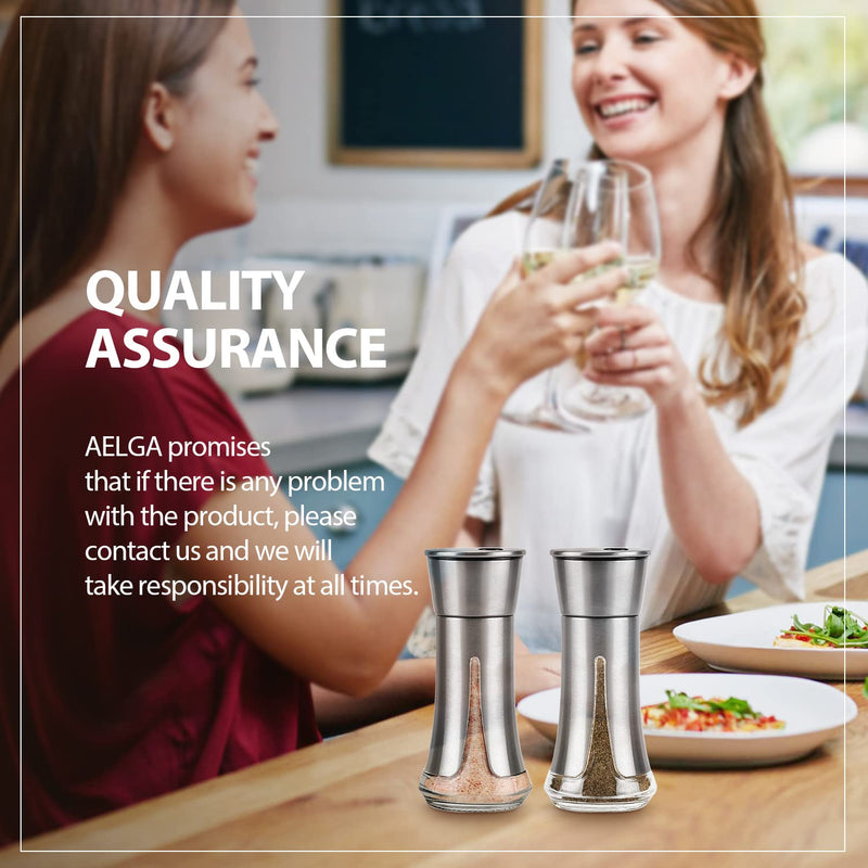 [Australia - AusPower] - Salt and Pepper Shakers Set by Aelga - Salt Shaker with Adjustable Pour Holes -Stainless Steel Salt and pepper shakers- Spice Shakers of Himalayan, Kosher and Sea Salts 