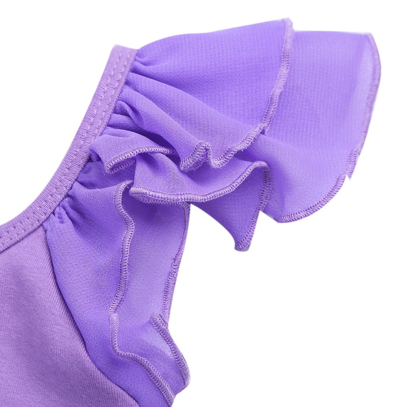 [Australia - AusPower] - Alvivi Kids Girls Ruffle Sleeves Ballet Tutu Dress Leotard with Skirt Gymnastics Dance Wear Costumes Purple 5-6 
