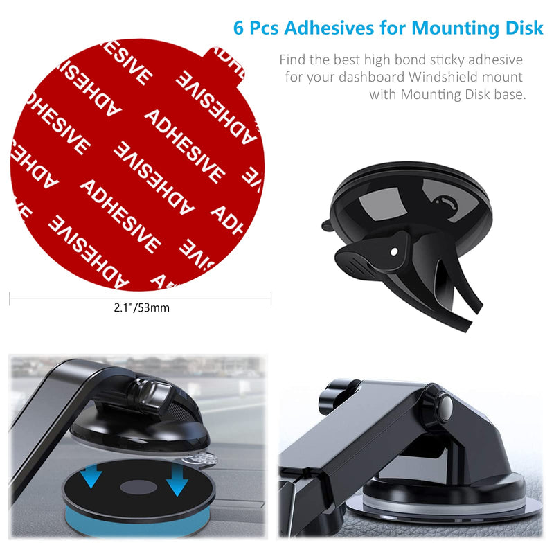 [Australia - AusPower] - Dashboard Pad Mounting Disk Sticky Adhesive Replacement Kit, PKYAA 6pcs 2.1"(53mm) Circle Heat Resistant Double-Sided Stickers for Suction Cup Car Phone Holder Disc & Windshield Dash Cam 