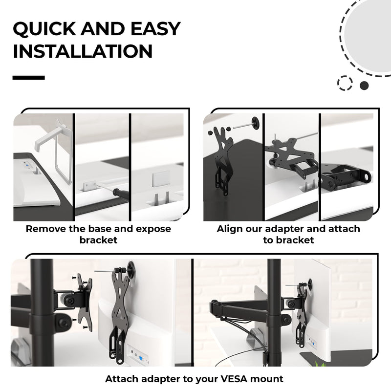 [Australia - AusPower] - HumanCentric VESA Mount Adapter for HP Monitors 22er, 22es, 22f, 23er, 23es, 23f, 24ea, 24ec, 24er, 24es, 24f, 24fw, 25er, 25es, 25f, 27er, 27ea, 27es, 27f, 27fw, 27ec VESA Adapter Bracket (Black) One Pack 