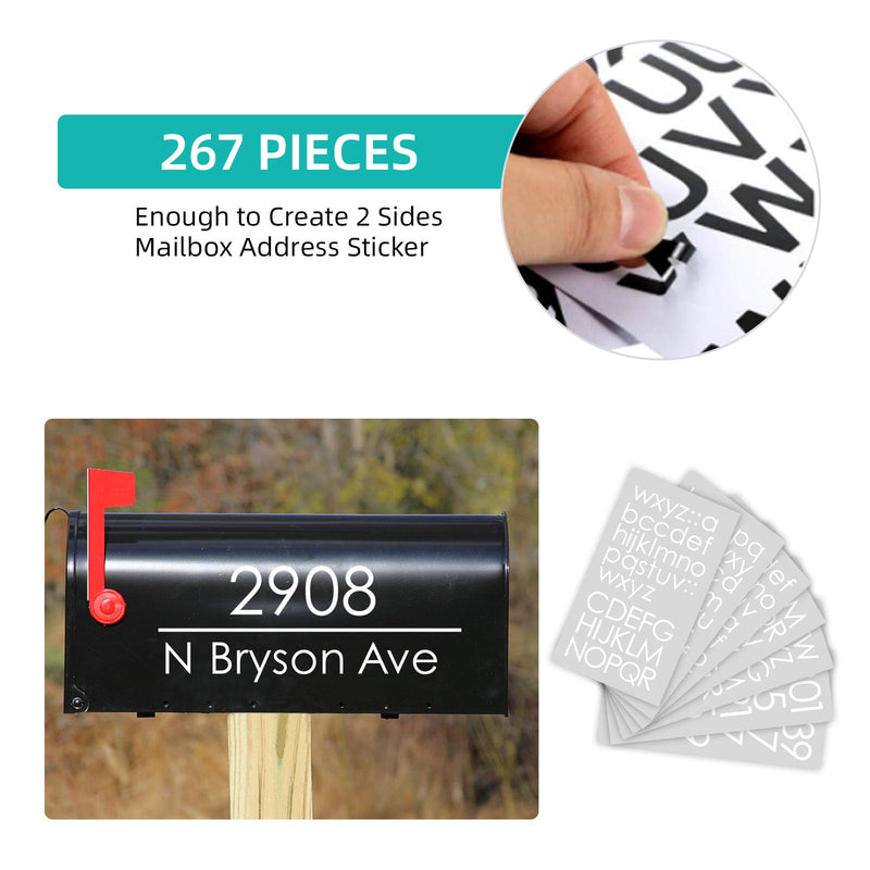 [Australia - AusPower] - Mailbox Numbers and Letter Stickers for Outside, Self Adhesive Letters Alphabet Vinyl Decal for Mailbox, Personalized Reflective House Address Stickers, Number Stickers for House Apartment Office Standard Mailbox White 