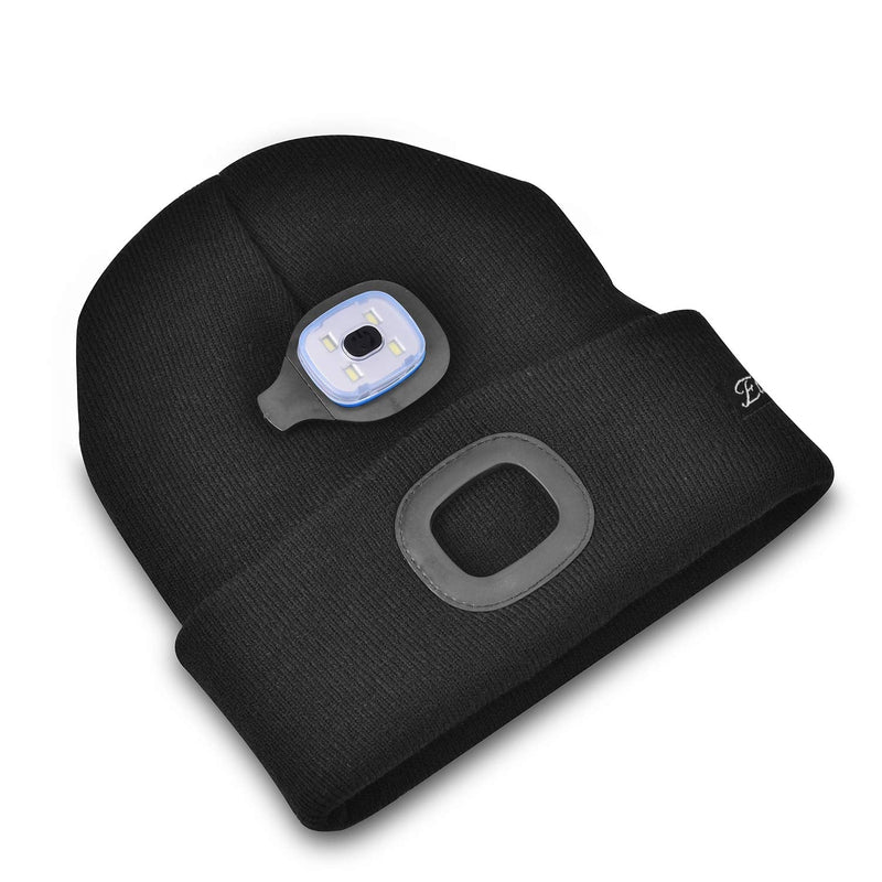 [Australia - AusPower] - Etsfmoa Unisex Beanie Hat with The Light Gifts for Men Dad Father USB Rechargeable Caps Black 