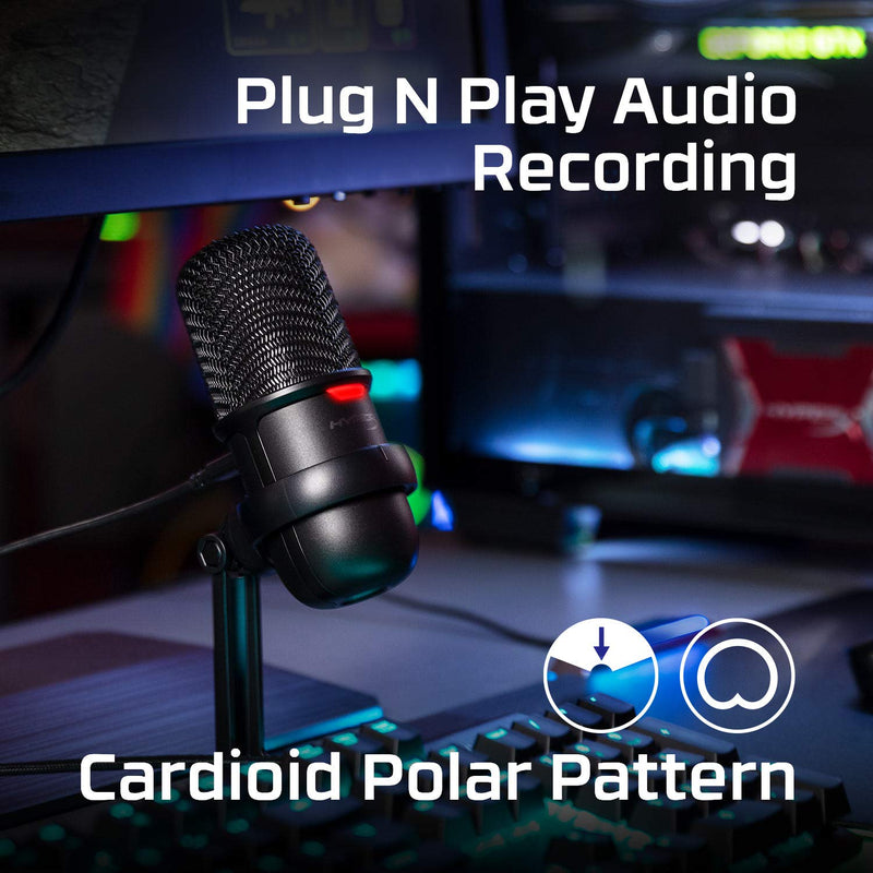 [Australia - AusPower] - HyperX SoloCast – USB Condenser Gaming Microphone, for PC, PS4, PS5 and Mac, Tap-to-Mute Sensor, Cardioid Polar Pattern, great for Gaming, Streaming, Podcasts, Twitch, YouTube, Discord Black 