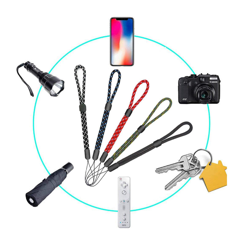 [Australia - AusPower] - Mixed Color Adjustable Creative Short Wrist Strap Hand Lanyard, Suitable for iPhone, Samsung and Other Smart Phones, Cameras, Mobile U disks, Wallets, Flashlight Portable lanyards. (10 Pack) 