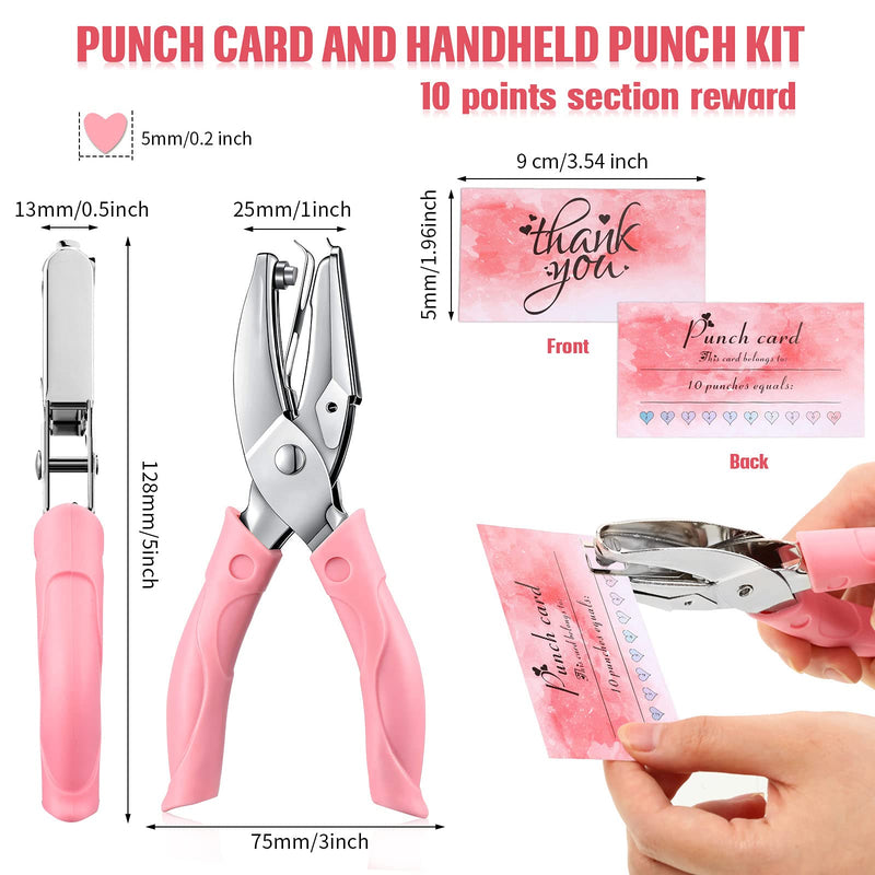 [Australia - AusPower] - Punch Card and 100 Pieces Reward Punch Card, Handheld Punch Kit, Single-Hole Paper Puncher, Metal Punch with Soft Grip, Home School Office Supplies, Clothing Ticket Scrapbook Punch Tool 