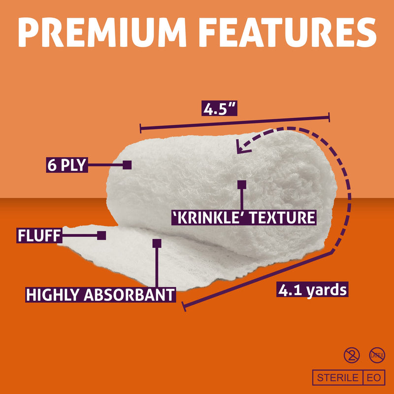 [Australia - AusPower] - SNL Sterile Krinkle Kerlix Type 4 1/2" x 4 1/8 Yds, Latex Free, Hospital Grade Bandage Roll - Pack of 6 