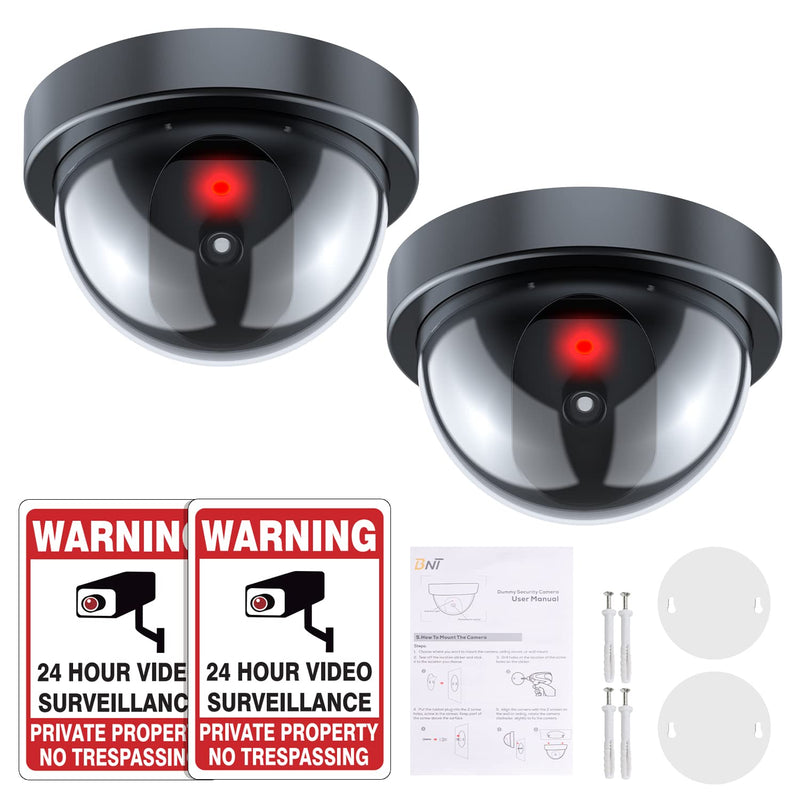 [Australia - AusPower] - BNT Dummy Security Camera, Fake Security Camera with One Red LED Light, Built-in a Light Sensor, for Home and Businesses Indoor Outdoor (Black, 2 Pack) 2pack 