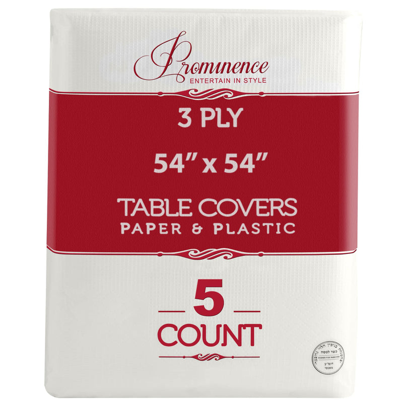 [Australia - AusPower] - Party Bargains 5 Disposable Table Covers - 54" X 54" White Table Cover, 3 Ply Premium Paper & Plastic Tablecloth 5 TableCovers 54x54 in. 
