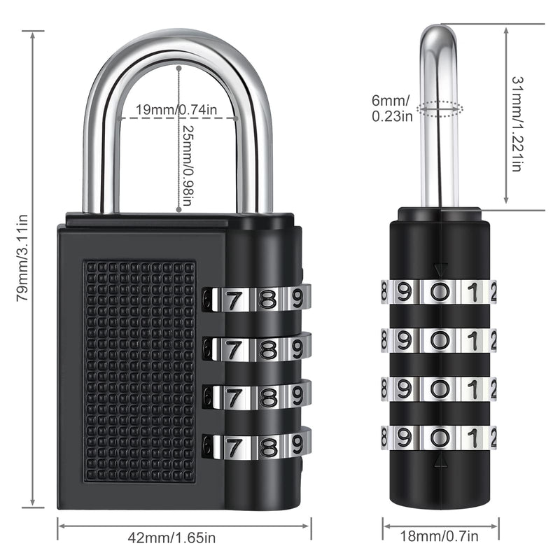 [Australia - AusPower] - ZHEGE Gym Lock, 4 Digit Combination Lock for Locker, Fence, School, Toolbox, Hasp Storage (Black) 1P 1Black 