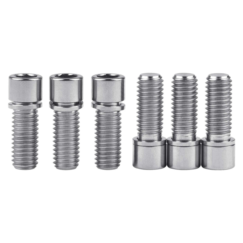 [Australia - AusPower] - Wanyifa M8 x 20mm Titanium Ti Bolt with Washer for BMX Bicycle Stem Pack of 6 Normal Titanium 