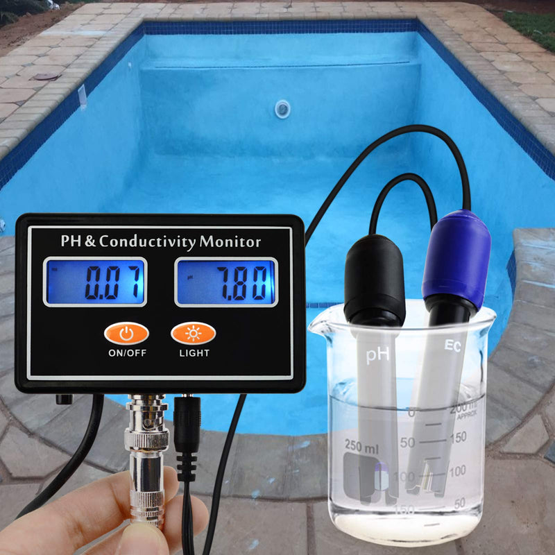 [Australia - AusPower] - pH/EC Conductivity Meter with ATC Water Quality Tester 0.0-14.0pH / 0~19.99ms/cm Aquarium, Hydroponics Tool PH/EC METER 