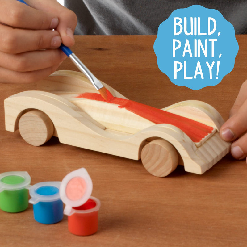 [Australia - AusPower] - Made By Me Build & Paint Your Own Wooden Cars - DIY Wood Craft Kit, Easy To Assemble and Paint 3 Race Cars – Arts and Crafts Kit for Kids Ages 6 And Up, Multicolor 